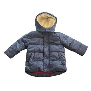 Gap Baby‎ Cold Control Max Puffer Jacket Coat Hooded Sherpa Navy Size 2 Toddler